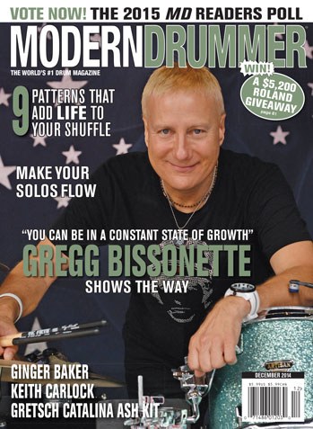 Modern Drummer December 2014 cover featuring Gregg Bissonette.